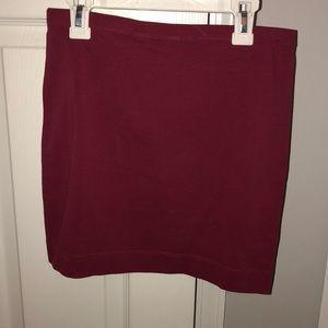 Plain Cranberry Mini Pencil Skirt